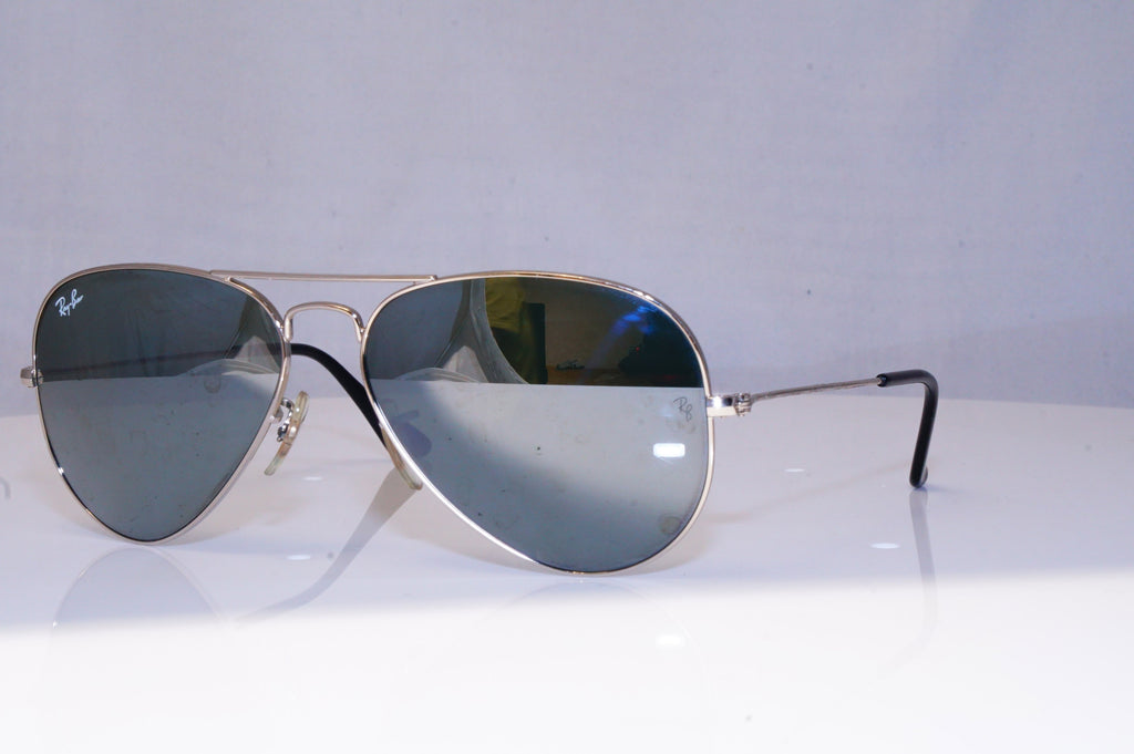 RAY-BAN Mens Mirror Designer Sunglasses Silver Aviator RB 3025 W3271 18275