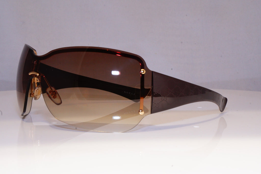 GUCCI Womens Oversized Designer Sunglasses Brown Shield MONOGRAM GG 1825 19733