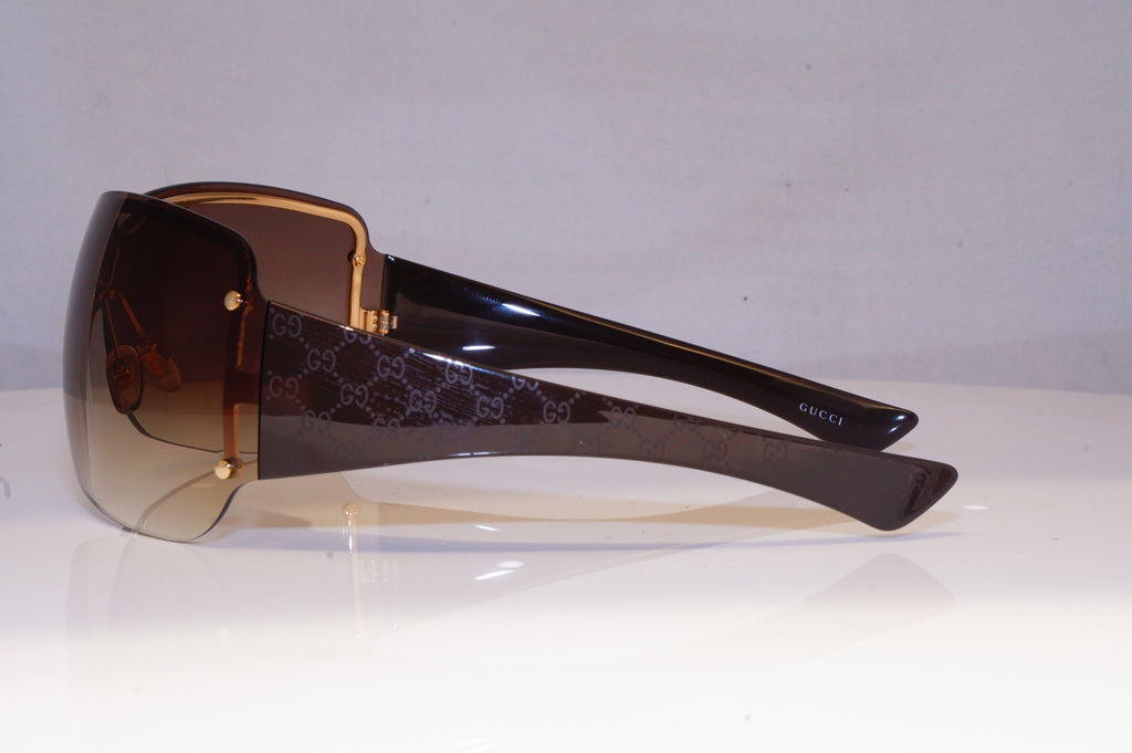 GUCCI Womens Oversized Designer Sunglasses Brown Shield MONOGRAM GG 1825 19733