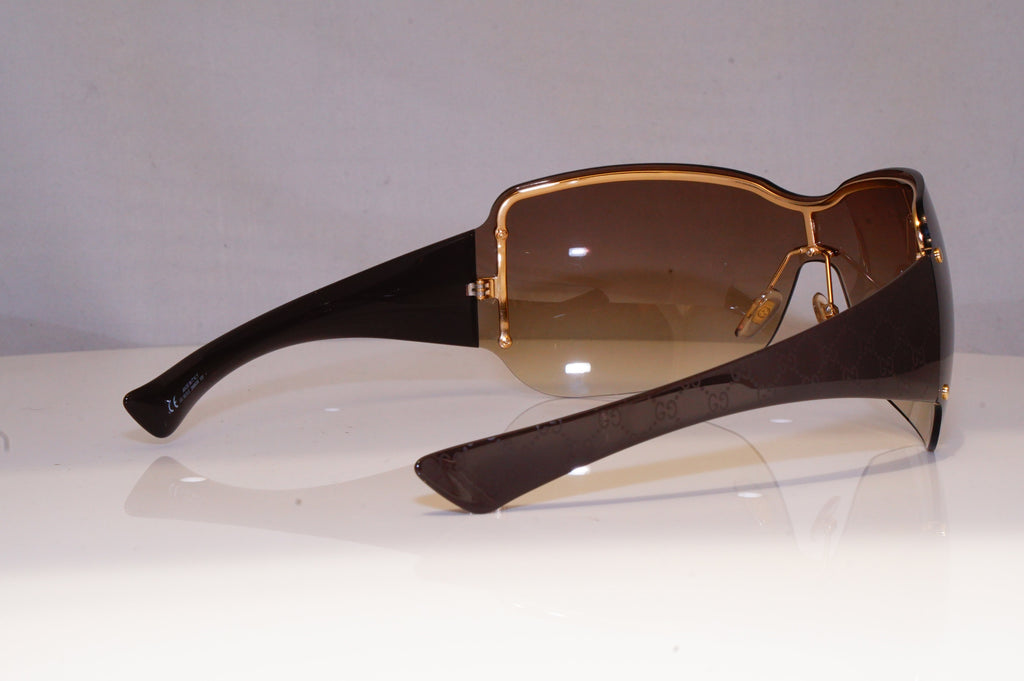 GUCCI Womens Oversized Designer Sunglasses Brown Shield MONOGRAM GG 1825 19733