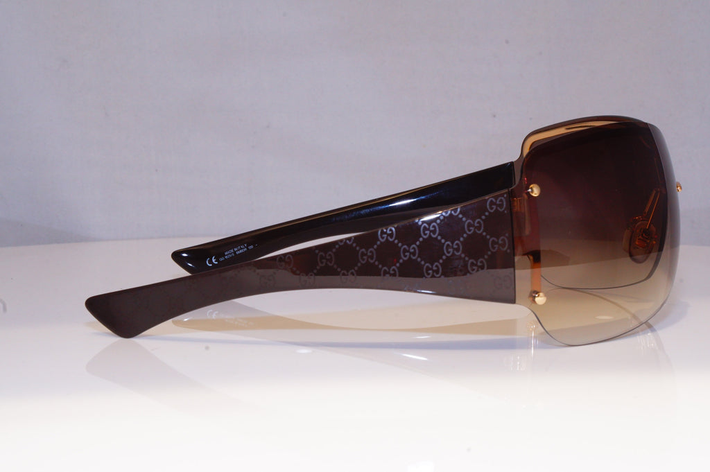 GUCCI Womens Oversized Designer Sunglasses Brown Shield MONOGRAM GG 1825 19733