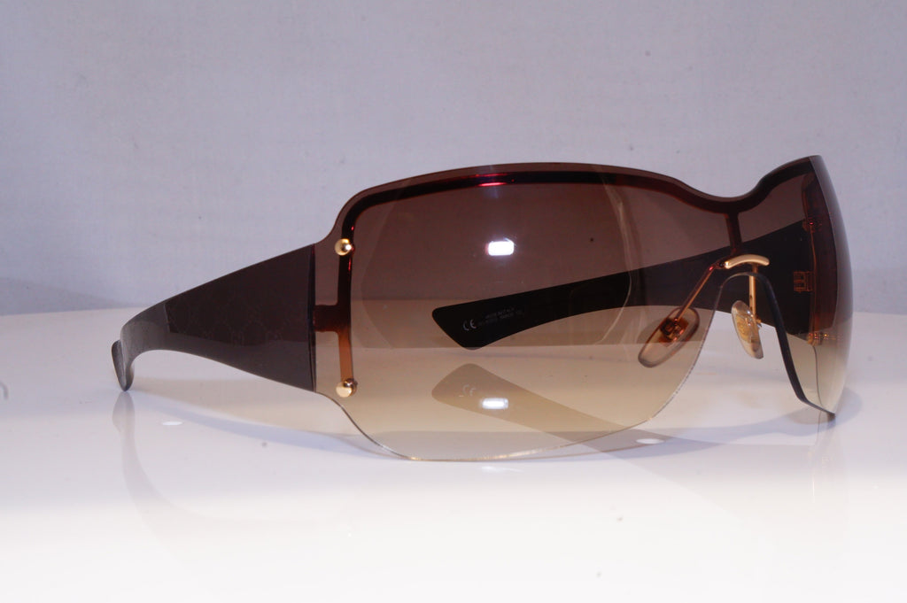 GUCCI Womens Oversized Designer Sunglasses Brown Shield MONOGRAM GG 1825 19733