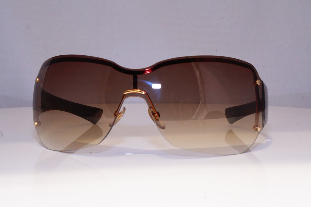 GUCCI Womens Oversized Designer Sunglasses Brown Shield MONOGRAM GG 1825 19733