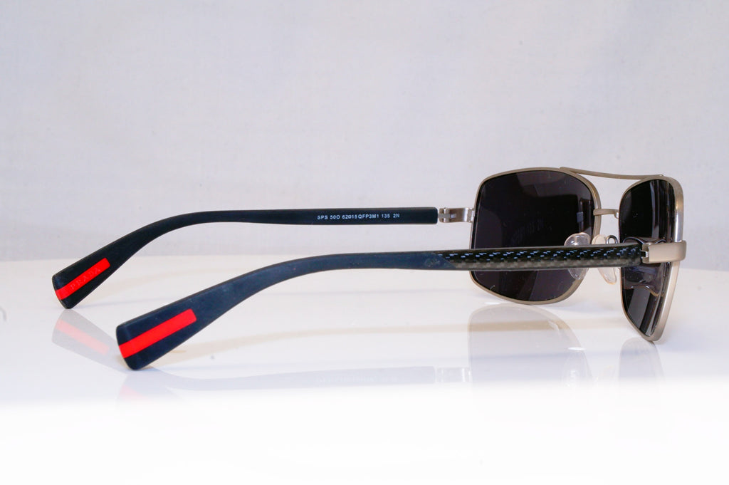 PRADA Mens Designer Sunglasses Black Rectangle CARBON FIBRE SPS 500 QFP3M1 17984
