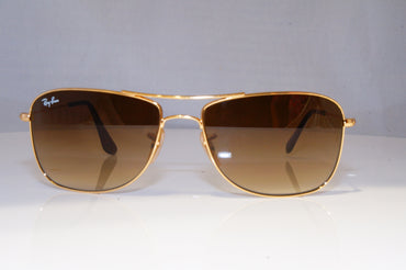 RAY-BAN Mens Designer Sunglasses Gold Rectangle RB 3477 001/51 21133