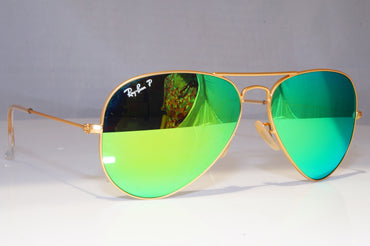 RAY-BAN Mens Polarized Mirror Sunglasses Gold Pilot AVIATOR RB 3025 U2/P9 21130