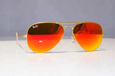 RAY-BAN Mens Mirror Designer Sunglasses Gold Pilot RB 3025 112/89 17923