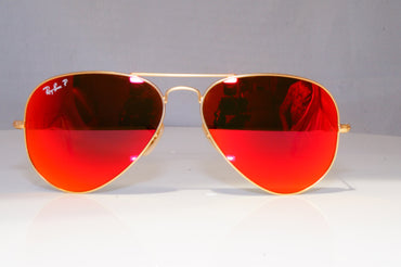 RAY-BAN Mens Polarized Mirror Sunglasses Gold Pilot AVIATOR RB 3025 112/4D 21146