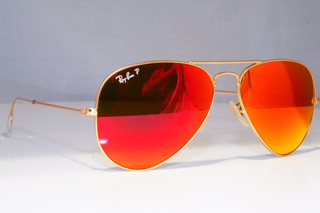 RAY-BAN Mens Polarized Mirror Sunglasses Gold Pilot AVIATOR RB 3025 112/4D 21146