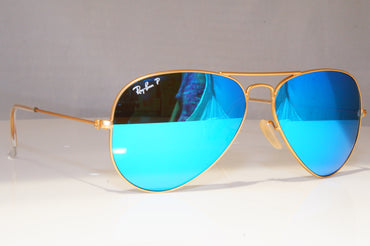 RAY-BAN Mens Polarized Mirror Sunglasses Pilot AVIATOR BLUE RB 3025 112/4L 21143