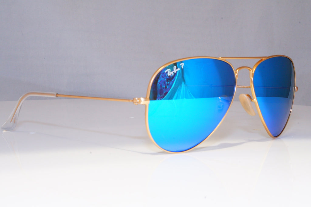RAY-BAN Mens Polarized Mirror Sunglasses Pilot AVIATOR BLUE RB 3025 112/4L 21142