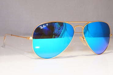 RAY-BAN Mens Polarized Mirror Sunglasses Pilot AVIATOR BLUE RB 3025 112/4L 21142