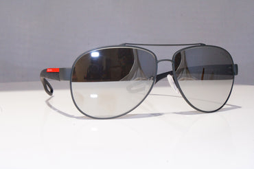 PRADA Mens Mirror Designer Sunglasses Grey Pilot SPS 55O TIG-2B0 18232