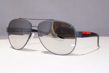PRADA Mens Mirror Designer Sunglasses Grey Pilot SPS 55O TIG-2B0 18232