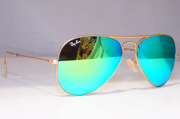 RAY-BAN Mens Mirror Sunglasses Gold Pilot AVIATOR GREEN RB 3025 112/19 21148