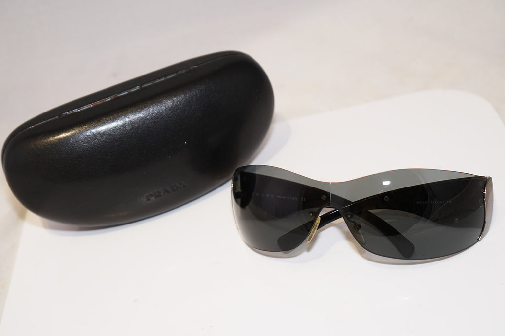 PRADA Womens Designer Sunglasses Black Shield SPR 58F 5AV-1A1 16949