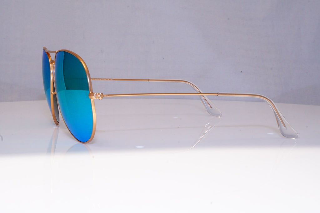 RAY-BAN Mens Mirror Designer Sunglasses Gold Aviator GREEN 62MM RB 3025 18298