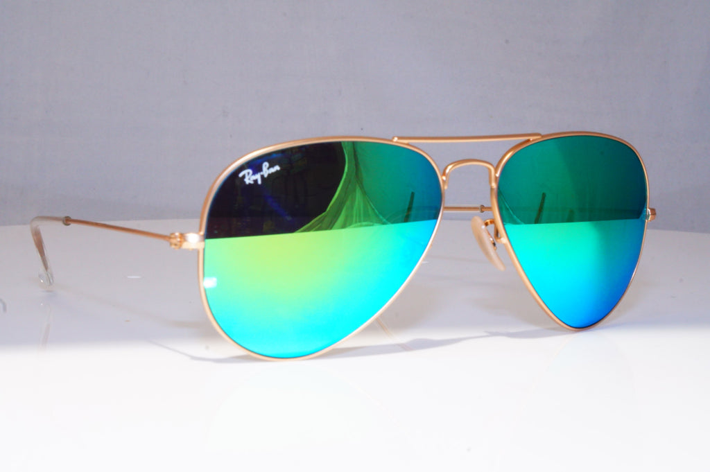 RAY-BAN Mens Mirror Designer Sunglasses Gold Aviator GREEN RB 3025 112/19 18367