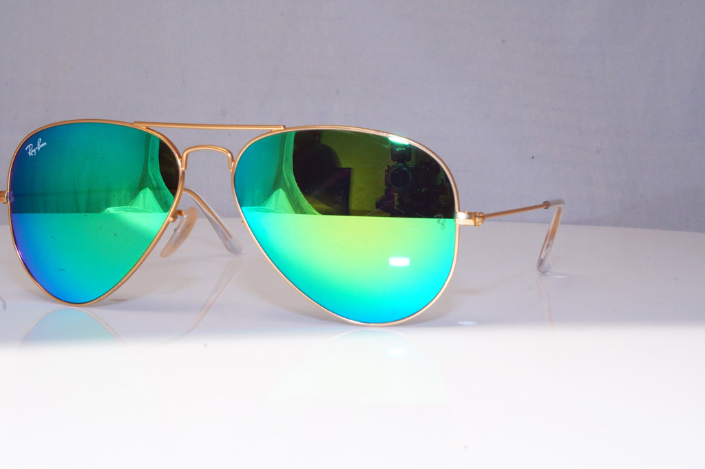 RAY-BAN Mens Mirror Designer Sunglasses Gold Aviator GREEN RB 3025 112/19 18191