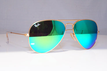RAY-BAN Mens Mirror Designer Sunglasses Gold Aviator GREEN RB 3025 112/19 18191