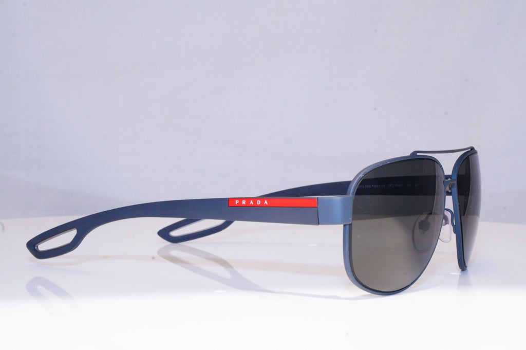 PRADA Mens Polarized Designer Sunglasses Grey Aviator SPS 58Q TFZ-5W1 18003