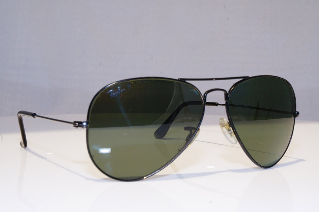 RAY-BAN Mens Polarized Designer Sunglasses Black Aviator RB 3025 W 3301 18215