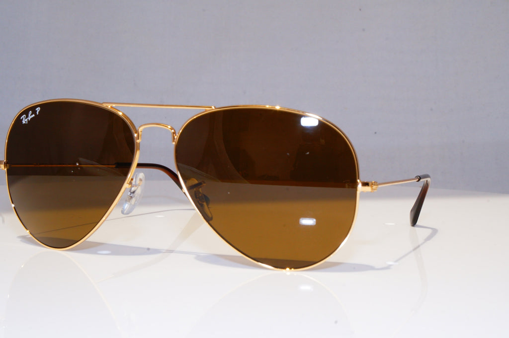 RAY-BAN Mens Polarized Designer Sunglasses Gold Aviator RB 3025 001/57 18359