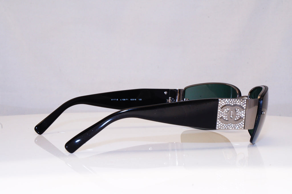 CHANEL Womens Diamante Designer Sunglasses Black Rectangle 4117-B 108/71 18099