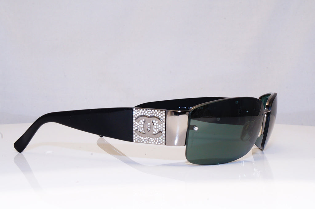 CHANEL Womens Diamante Designer Sunglasses Black Rectangle 4117-B 108/71 18099
