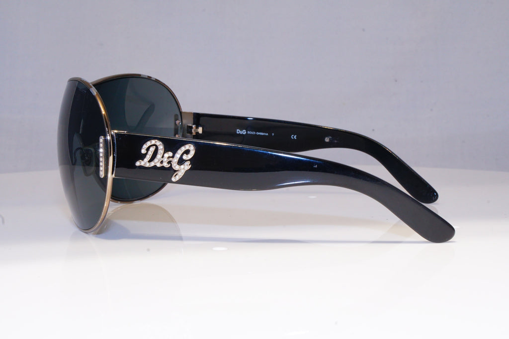 DOLCE & GABBANA Womens Diamante Designer Sunglasses Black Shield D&G 6022 20239