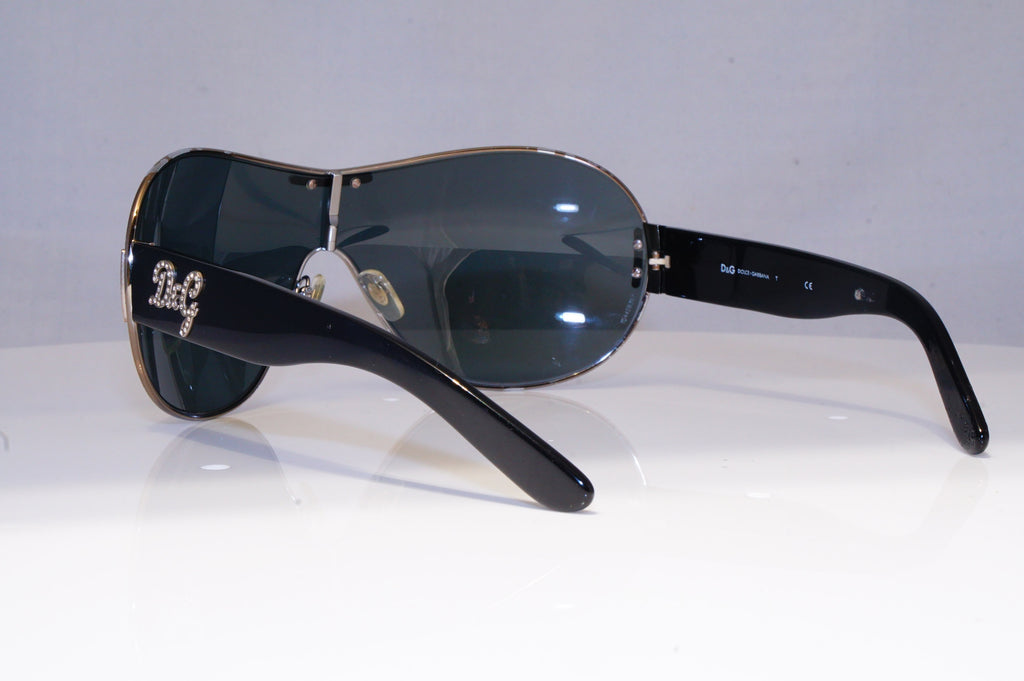 DOLCE & GABBANA Womens Diamante Designer Sunglasses Black Shield D&G 6022 20239