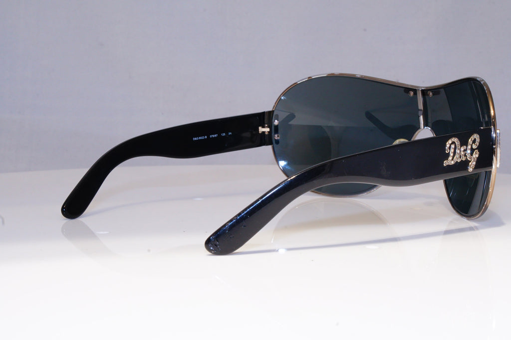 DOLCE & GABBANA Womens Diamante Designer Sunglasses Black Shield D&G 6022 20239