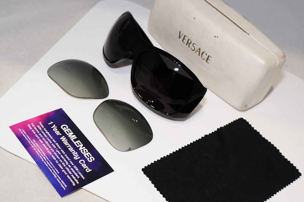 VERSACE Womens Designer Crystal Sunglasses Black Oversized MOD 4133 GB1 11 10667
