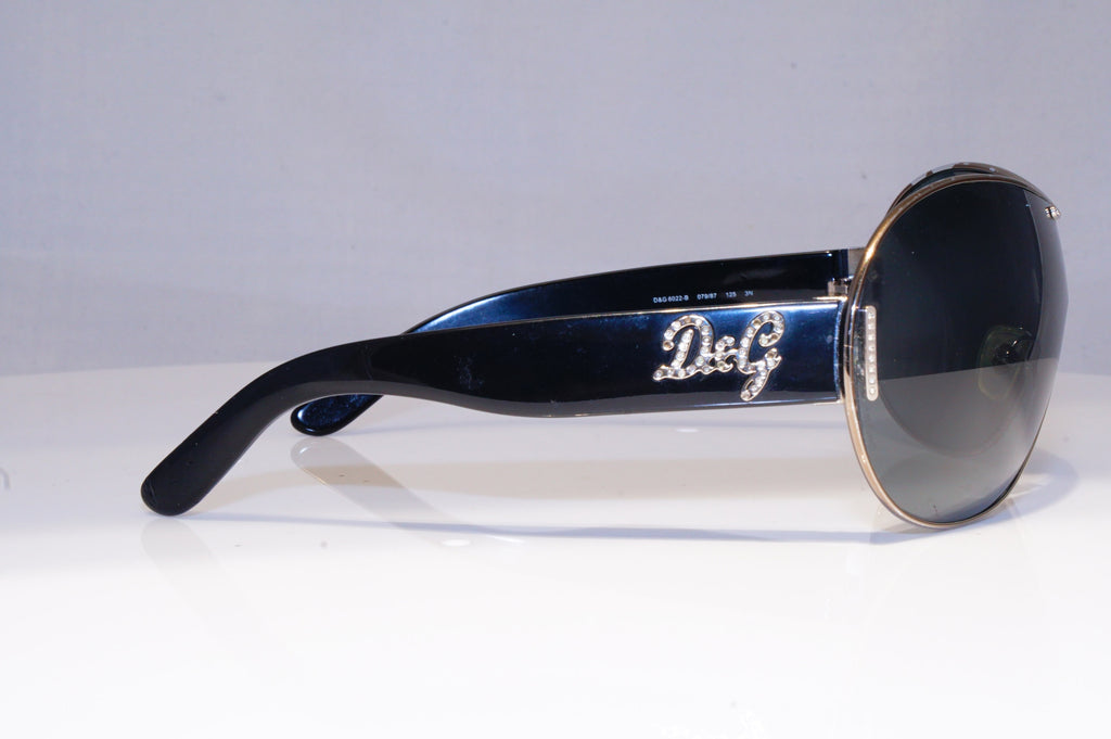 DOLCE & GABBANA Womens Diamante Designer Sunglasses Black Shield D&G 6022 20239