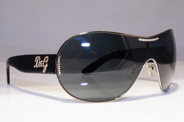 DOLCE & GABBANA Womens Diamante Designer Sunglasses Black Shield D&G 6022 20239