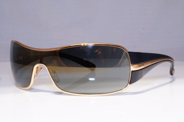 PRADA Mens Mirror Designer Sunglasses Black Shield GOLD SPR 61I 5AK-4T1 20223