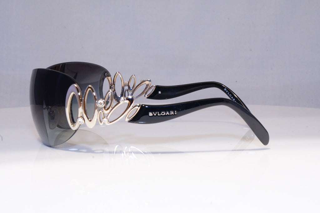 BVLGARI Womens Diamante Designer Sunglasses Black Shield 6029 102/8G 20236