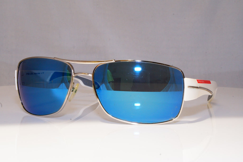 PRADA Mens Mirror Designer Sunglasses White Wrap SPS 53N 1BC-9P1 19061