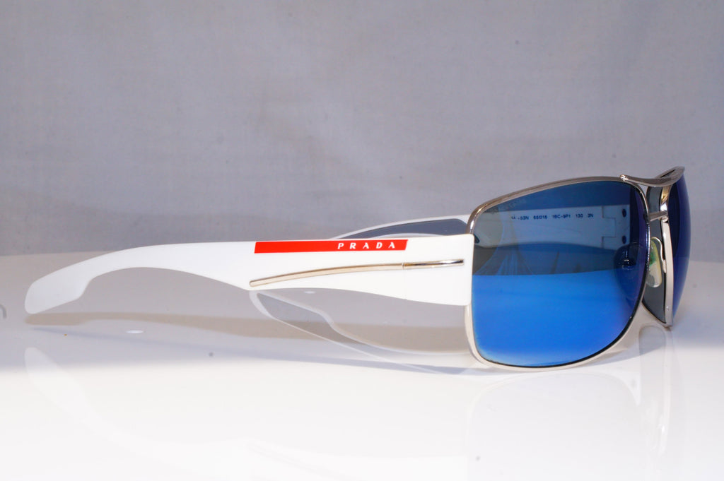 PRADA Mens Mirror Designer Sunglasses White Wrap SPS 53N 1BC-9P1 19061