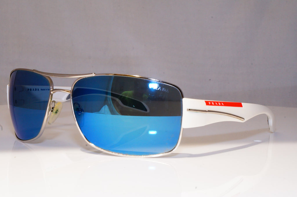 PRADA Mens Mirror Designer Sunglasses White Wrap SPS 53N 1BC-9P1 19061