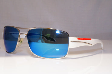 PRADA Mens Mirror Designer Sunglasses White Wrap SPS 53N 1BC-9P1 19061