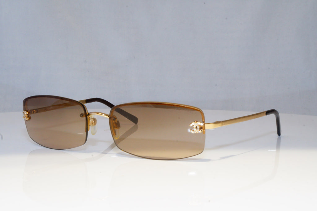 CHANEL Womens Diamante Designer Sunglasses Gold Rectangle 4093-B 125/13 19169