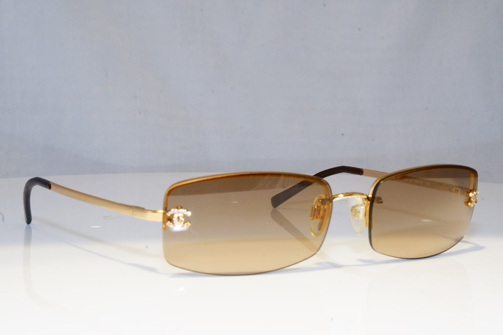 CHANEL Womens Diamante Designer Sunglasses Gold Rectangle 4093-B 125/13 19169