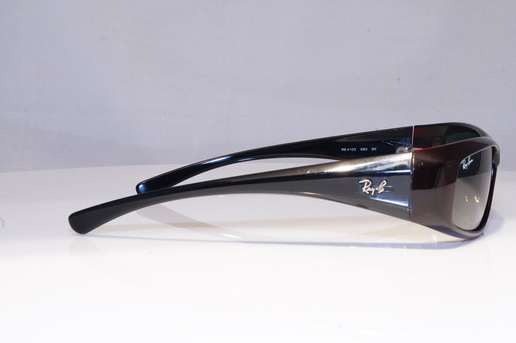 RAY-BAN Mens Vintage 1990 Designer Sunglasses Black Rectangle RB 4103 660 20215