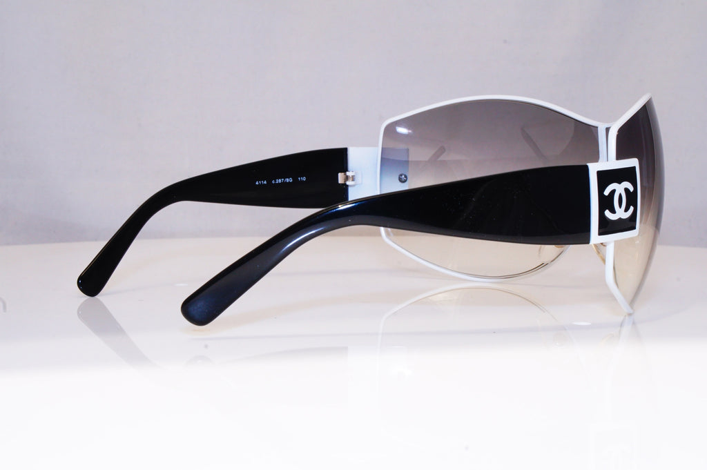 CHANEL Womens Diamante Designer Sunglasses White Shield SKI 4114 287/8G 18139