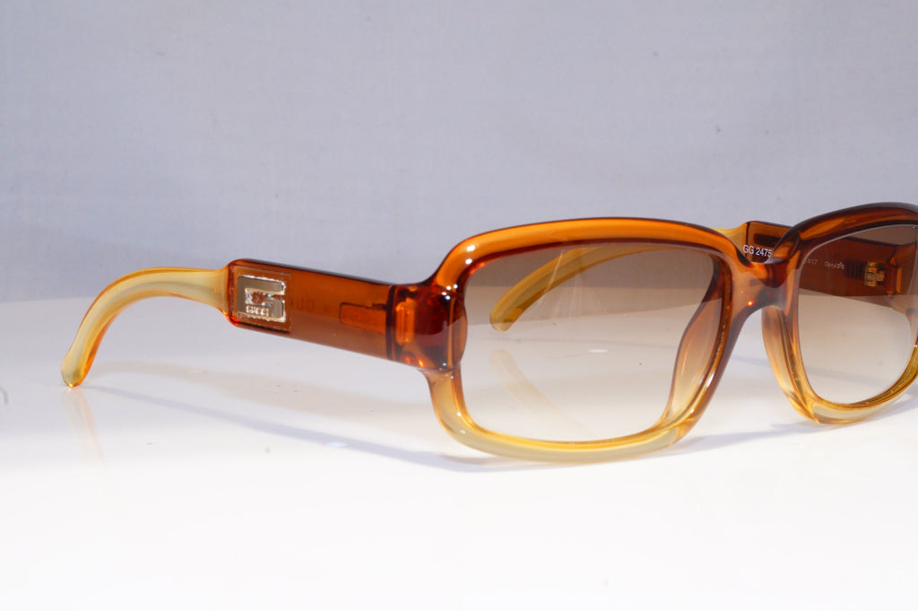 GUCCI Mens Womens Vintage Designer Sunglasses Brown Rectangle GG 2475 T4V 20253