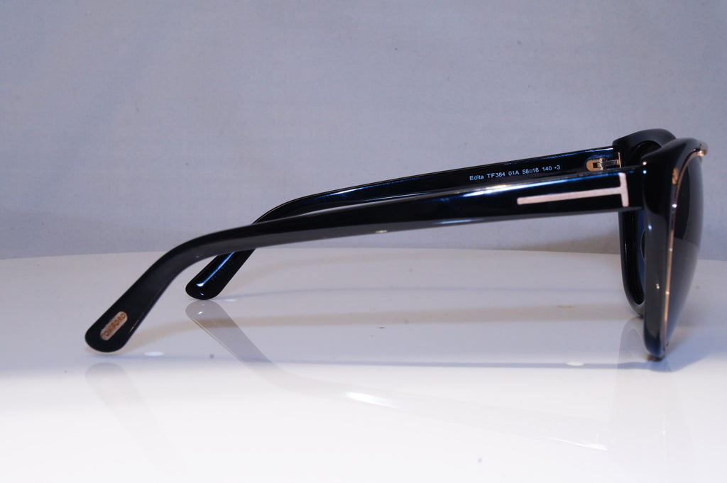 TOM FORD Womens Designer Sunglasses Black Cat Eye Edita TF 384 01A 21472
