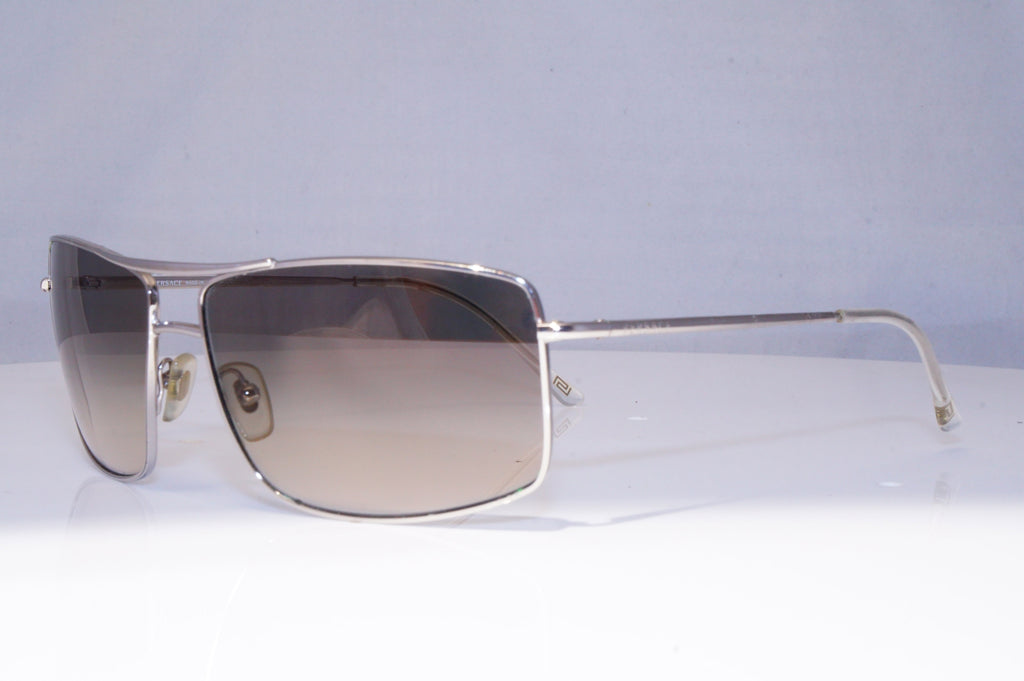 VERSACE Mens Womens Designer Sunglasses Silver Rectangle MOD 2104 1000/12 21467