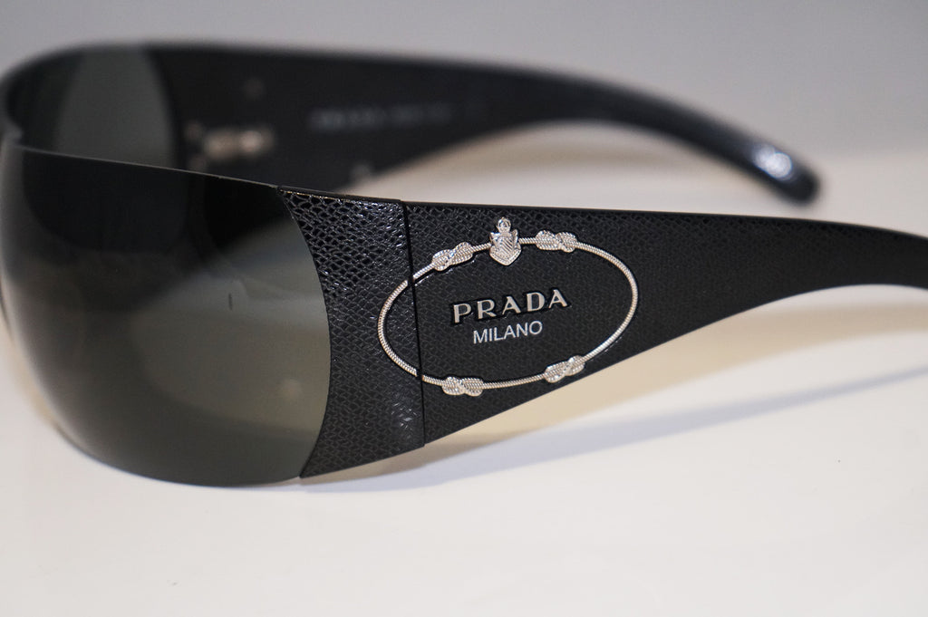 PRADA Rare Womens Designer Sunglasses Black Shield SPR 17H 7JS-1A1 13975