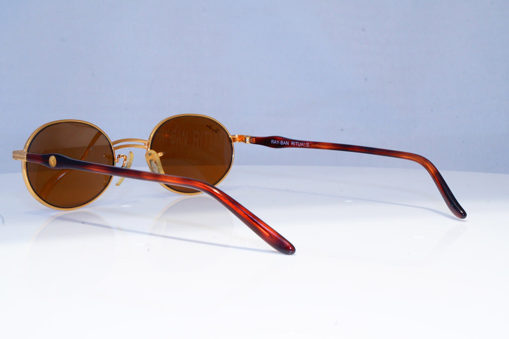 RAY-BAN Mens Womens Vintage 1990 Designer Sunglasses Gold Oval W2543 BRN 20317